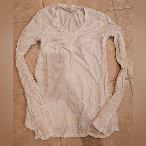 Stewart + Brown organic cotton white textured long sleeve shirt small - Picture 2 of 5